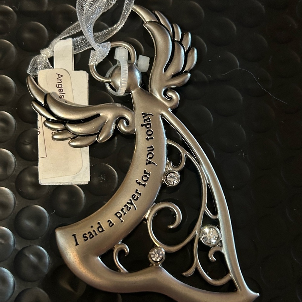Silver Angel Ornament with Rhinestones